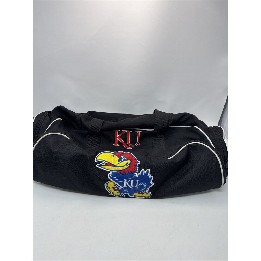 Vintage University Of Kansas Jayhawks Duffel Large Duffel Bag Black 18x7x11